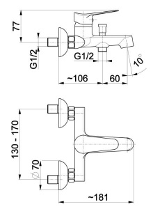 Смеситель для ванны Armatura Leonit 5314-010-00