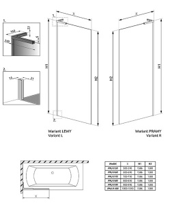 Душевая шторка на ванну Radaway Modo SL Black PNJ II прозрачный