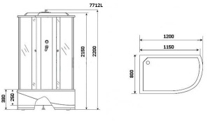 Душевая кабина Niagara NG-7712GL / NG-7712GR, 120х80 L, прозрачный