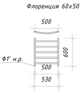 Полотенцесушитель Ariano Флоренция White нижнее подключение, 100х50 9 перекладин 1 дюйм