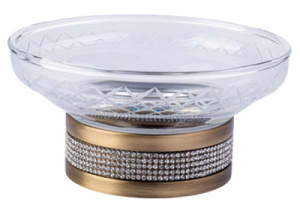 Мыльница Boheme Royal Cristal 10930-BR / 10930-BR-B, прозрачный, бронза, белые кристаллы