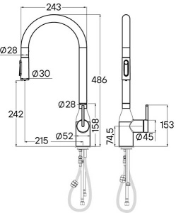 Смеситель для кухонной мойки Paulmark Universal Un213880-GM с подключением к фильтру воды