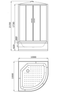Душевая кабина Parly EB102, 100х100, матовый