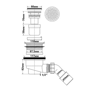 Сифон для душевого поддона McAlpine HC27-ABBR