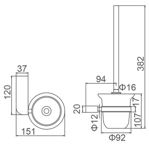 Ершик для унитаза Gerhans 27010 / 27010B, хром