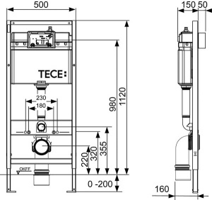 Система инсталляции для унитаза TECEbase kit 9400401S (9400412) c кнопкой и унитазом Roxen Antares 530185-01 Rimless Soft Close