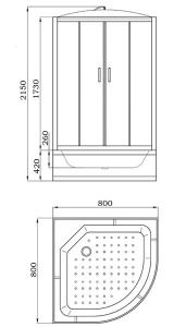 Душевая кабина Parly EC821 / EC921, 80х80, тонированный