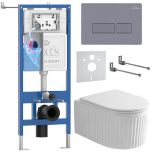 Комплект инсталляции 6 в 1 Roxen StounFix Dual Fresh 968226 с аромадозатором, серый бетон