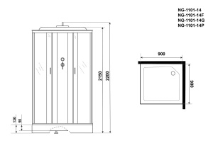 Душевая кабина Niagara NG-1101-14, 90х90, матовый