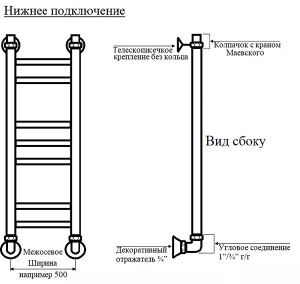 Полотенцесушитель Маргроид Вид 10 нижнее подключение графит
