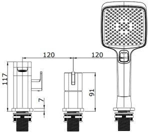 Смеситель на борт ванны Ganzer GZ12133-C на 3 отверстия