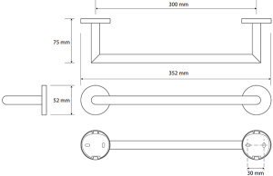 Держатель для полотенец Bemeta Circum 168204012 / 168204022 / 168204042, 30 см, хром