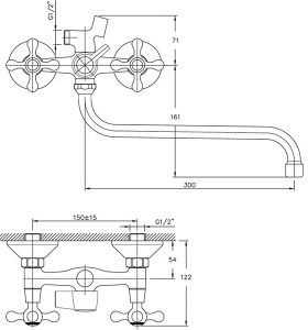 Смеситель для ванны Haiba HB2208-2