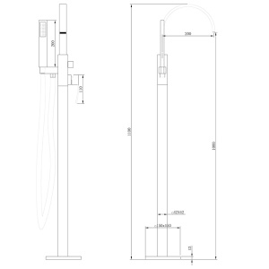 Смеситель для ванны Abber Wasserfall AF8615B напольный