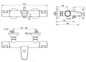 Смеситель для ванны Ideal Standard Ceratherm T25 A7206AA термостатический