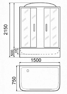 Душевая кабина Parly BNE150FR, 150х75, матовый