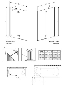 Душевая шторка на ванну Radaway Essenza Brushed Nickel PND II прозрачный