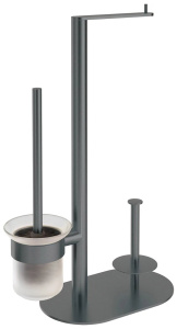 Ершик для унитаза Deante Round Titanium ADR_D732 с держателем для туалетной бумаги, титан
