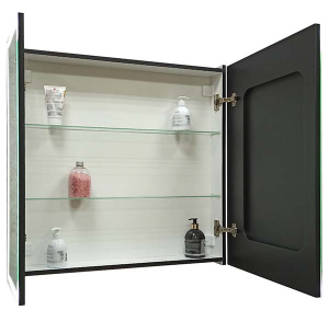 Шкаф-зеркало Континент Mirror Box LED 80 / 100, 80х80, черный матовый