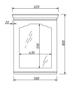 Зеркало Caprigo Preston 60 33930-L812 / 80 33932-L812 / 100 33931-L812, 62х80