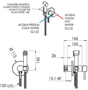 Смеситель встраиваемый Remer X Style X65WBG / X65WDO с гигиеническим душем, золото брашированное