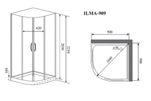 Душевая кабина Timo ILMA 909 B, 90х90, прозрачный