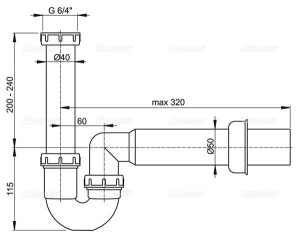 Сифон для мойки Alcaplast A80-DN50