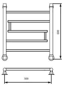 Полотенцесушитель Luxon W Ultra нижнее подключение, 50х80 4 перекладины 1 дюйм