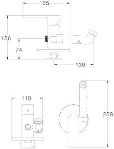 Смеситель встраиваемый Haiba HB55505 с гигиеническим душем