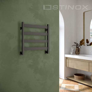 Полотенцесушитель Stinox San Remo нижнее подключение черный матовый, 50х50 4 перекладины 1, 2 дюйма