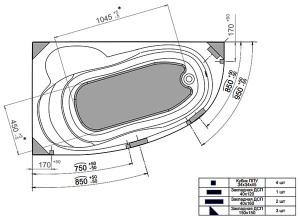 Гидромассажная ванна Triton Изабель базовая, 170х100