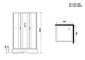 Душевая кабина Niagara Classic NG-1108-14BK, 90х90, матовый