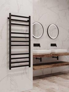Полотенцесушитель Stinox Prestige Luxe нижнее подключение черный матовый, 60х120 12 перекладин 1, 2 дюйма
