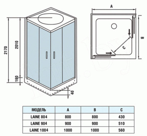 Душевая кабина WeltWasser WW500 Laine 804 / 904 / 1004, 100х100, прозрачный