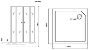Душевая кабина Grossman GR270QL / GR271QR, 100х100, прозрачный с рисунком