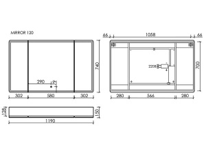 Шкаф-зеркало Sancos Mirror 120 дуб галифакс натуральный