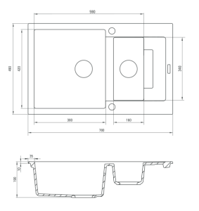 Кухонная мойка Deante Rapido ZQK-2513 / ZQK-7513 / ZQK-A513 / ZQK-G513 / ZQK-S513, 78х49/алебастр