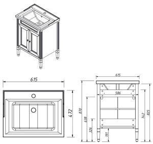 Тумба под умывальник Caprigo Albion Concept 60 34010-SF019 / 70 34011-SF019 / 80 34012-SF019 / 90 34013-SF019, 60, графит