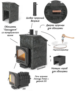 Комплект Президент "Легенда Ретро 205" Пироксенит Элит, S-40