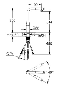Смеситель для кухонной мойки Grohe Essence Smartcontrol 31615DA0 / 31615DL0, теплый закат глянец