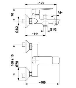Смеситель для ванны Armatura Agat 4424-510-00