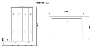 Душевая кабина Niagara NG-6912-01QL / NG-6912-01QR Black, 120х80 L, тонированный