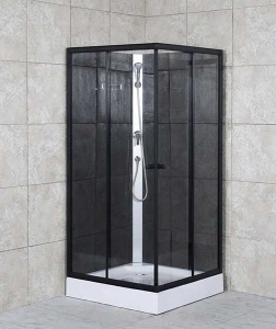 Душевая кабина SANITeco P1SQ80 / P1SQ90 / P1SQ100 черная, 100х100, прозрачный