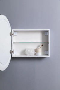 Шкаф-зеркало Aquanet Оптима 70 / 80 Led круглый, 70х70, белый