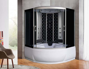 Душевая кабина River Temza 55 ТН с каскадным изливом, 150х150, тонированный