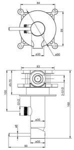 Смеситель встраиваемый Omnires Y YBICOVCR для биде наружная часть, хром