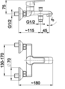 Смеситель для ванны Armatura Seelit 5814-010-0