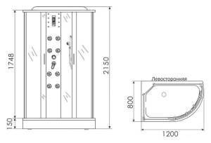 Душевая кабина Erlit ER 4512PL-C3 / 4512PR-C3, 120x80, матовый