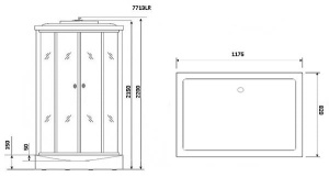 Душевая кабина Niagara NG-7713WL / NG-7713WR, 120х82 L, прозрачный