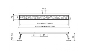 Душевой трап Tim BAD474002GY / BAD475002GY / BAD476002GY / BAD477002GY / BAD478002GY, 40 см